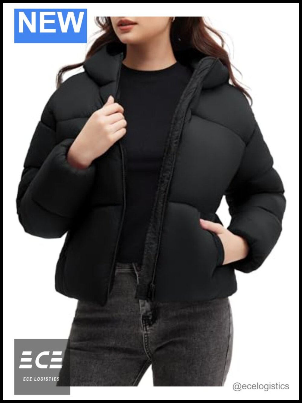 Womens Cropped Puffer Jacket Removable Hood Lightweight Quilted Zip Up Coat